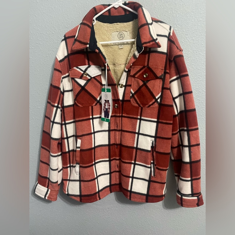 NWT plush shirt jacket XL